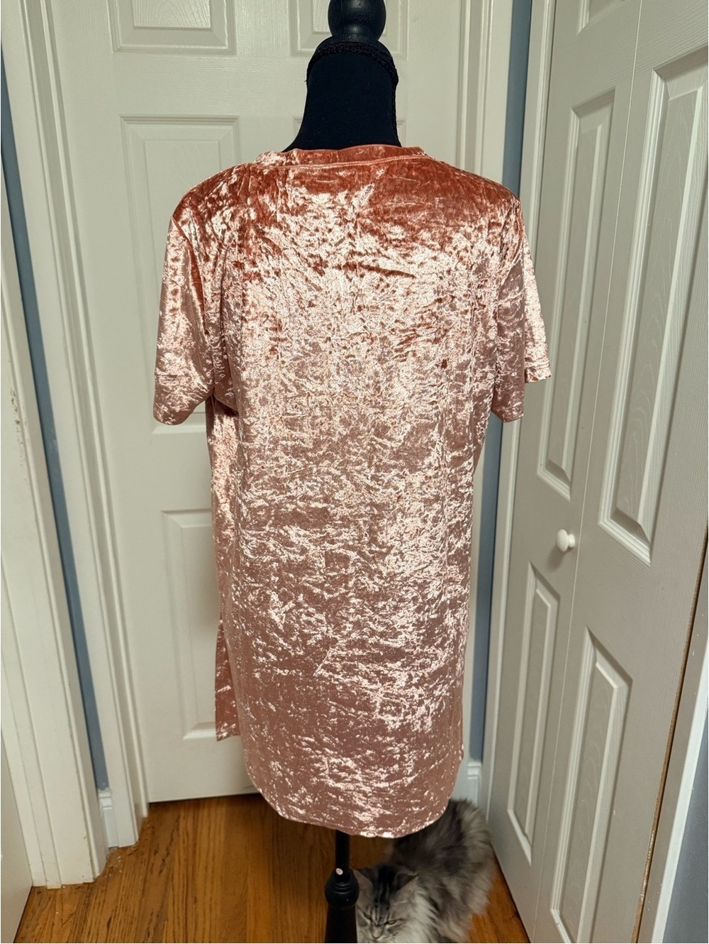SADIE & SAGE Crushed Velvet Long Tunic Top Dusty Rose Pink Large NWT - Picture 2 of 5